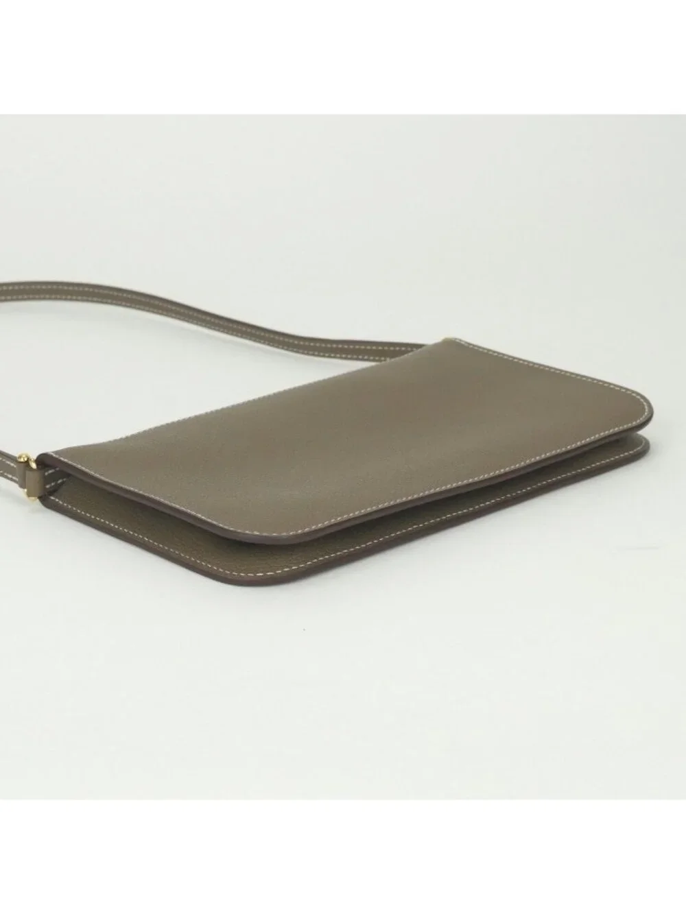 Hermes Zip Ungo To Go Shoulder Bag Ever Color Etoupe Gray Gold Pouch Clutch